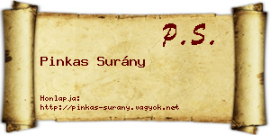 Pinkas Surány névjegykártya